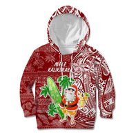 Hawaii Christmas Mele Kalikimaka Kid Hoodie Santa Claus - Wonder Print Shop