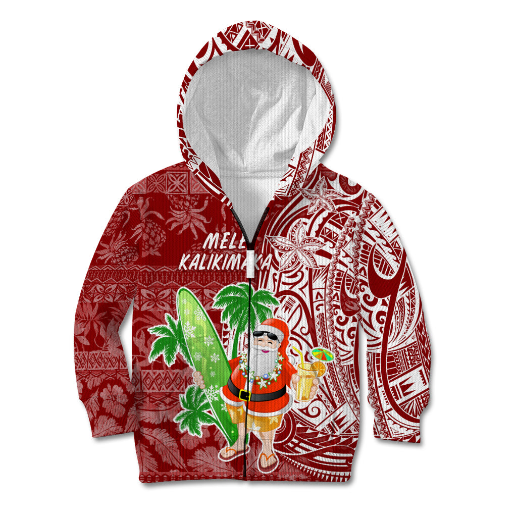 Hawaii Christmas Mele Kalikimaka Kid Hoodie Santa Claus - Wonder Print Shop