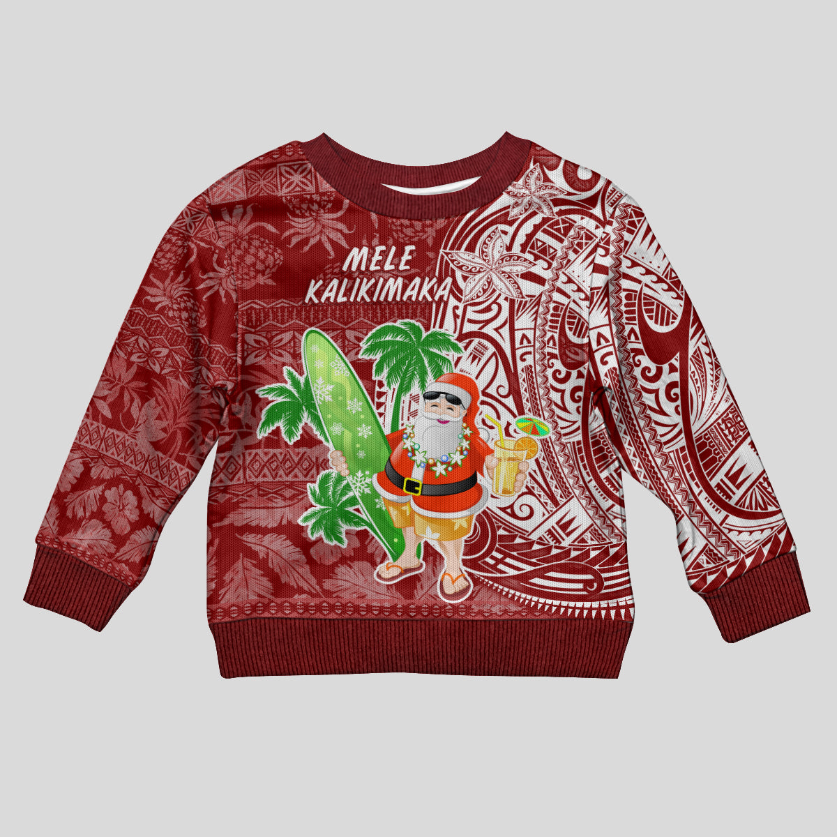 Hawaii Christmas Mele Kalikimaka Kid Ugly Christmas Sweater Santa Claus - Wonder Print Shop