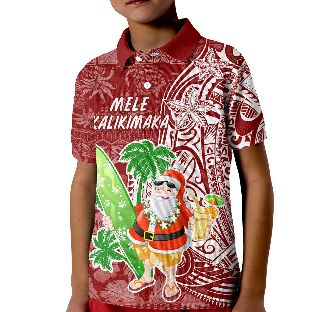 Hawaii Christmas Mele Kalikimaka Kid Polo Shirt Santa Claus - Wonder Print Shop