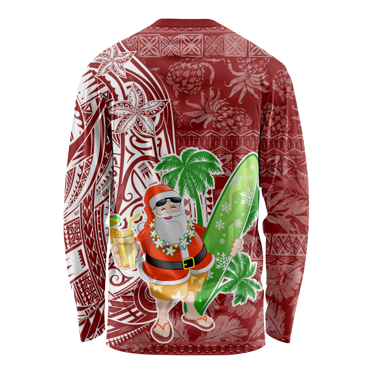 Hawaii Christmas Mele Kalikimaka Long Sleeve Shirt Santa Claus - Wonder Print Shop