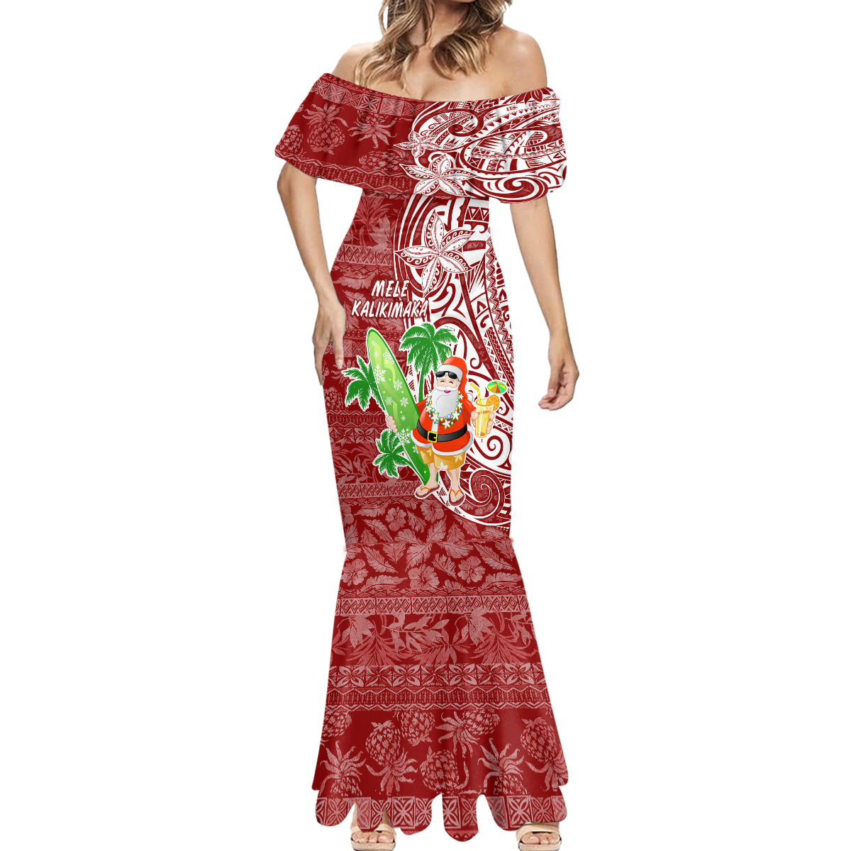 Hawaii Christmas Mele Kalikimaka Mermaid Dress Santa Claus - Wonder Print Shop