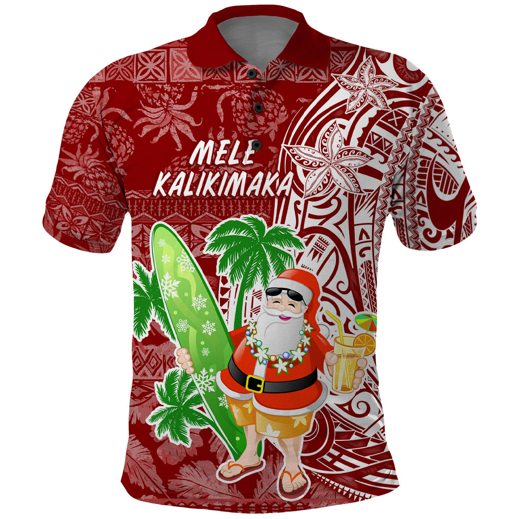Hawaii Christmas Mele Kalikimaka Polo Shirt Santa Claus - Wonder Print Shop
