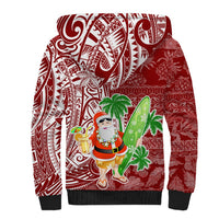 Hawaii Christmas Mele Kalikimaka Sherpa Hoodie Santa Claus - Wonder Print Shop