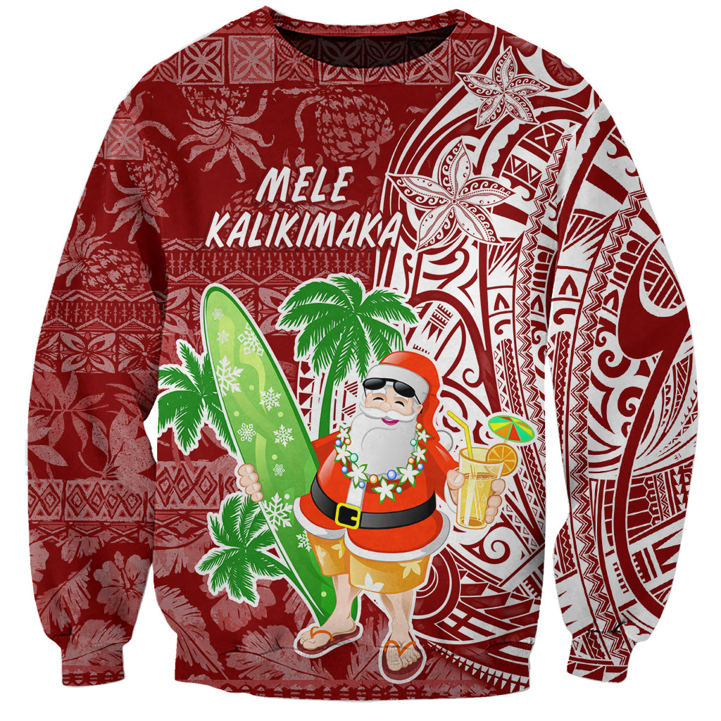 Hawaii Christmas Mele Kalikimaka Sweatshirt Santa Claus - Wonder Print Shop
