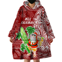Hawaii Christmas Mele Kalikimaka Wearable Blanket Hoodie Santa Claus - Wonder Print Shop