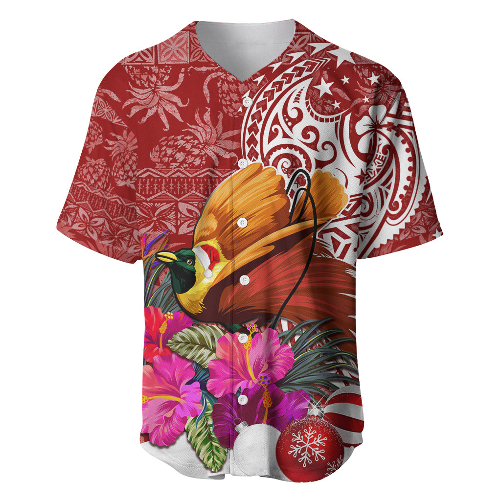 Papua New Guinea Christmas Baseball Jersey Bird-of-Paradise Special LT7 - Wonder Print Shop