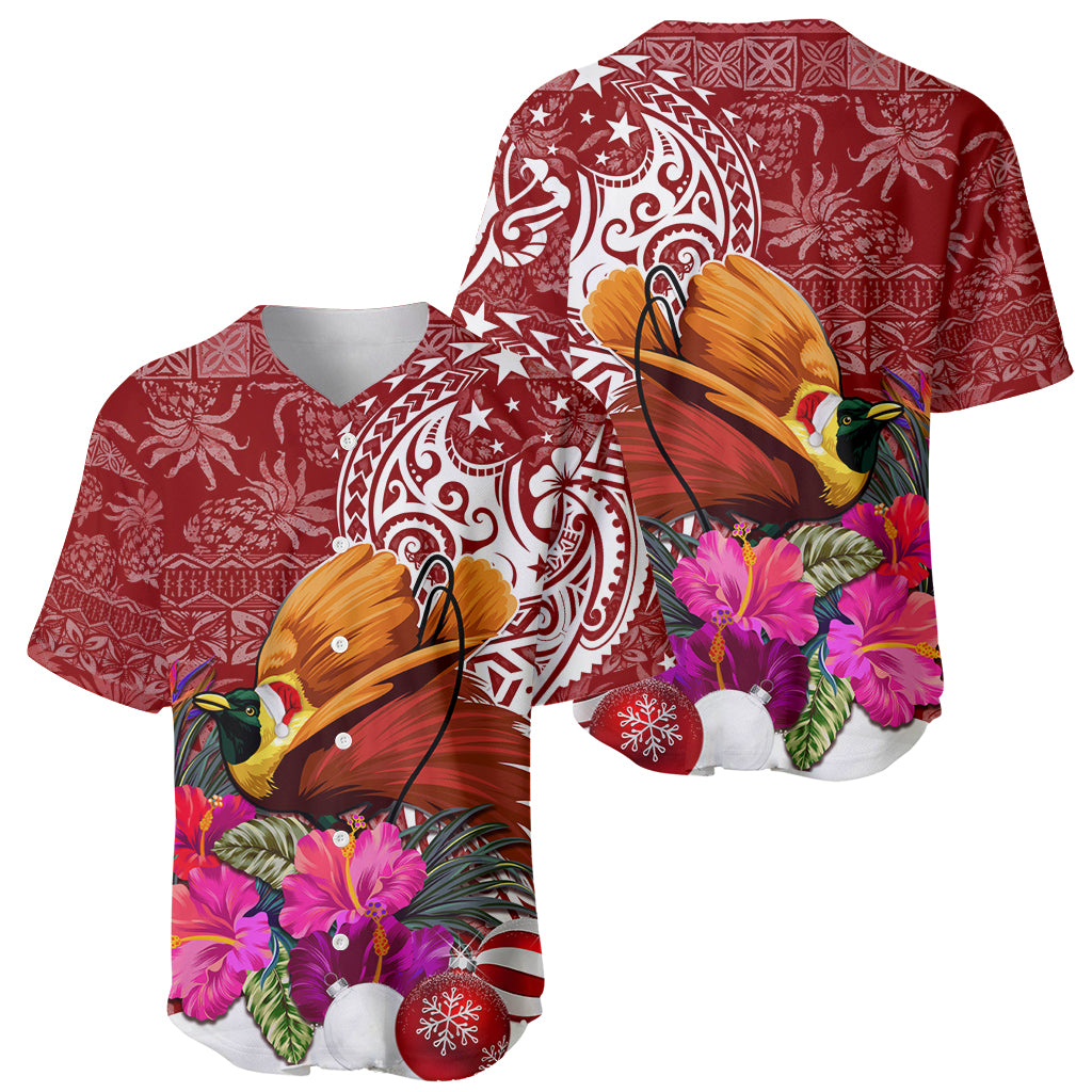 Papua New Guinea Christmas Baseball Jersey Bird-of-Paradise Special LT7 - Wonder Print Shop