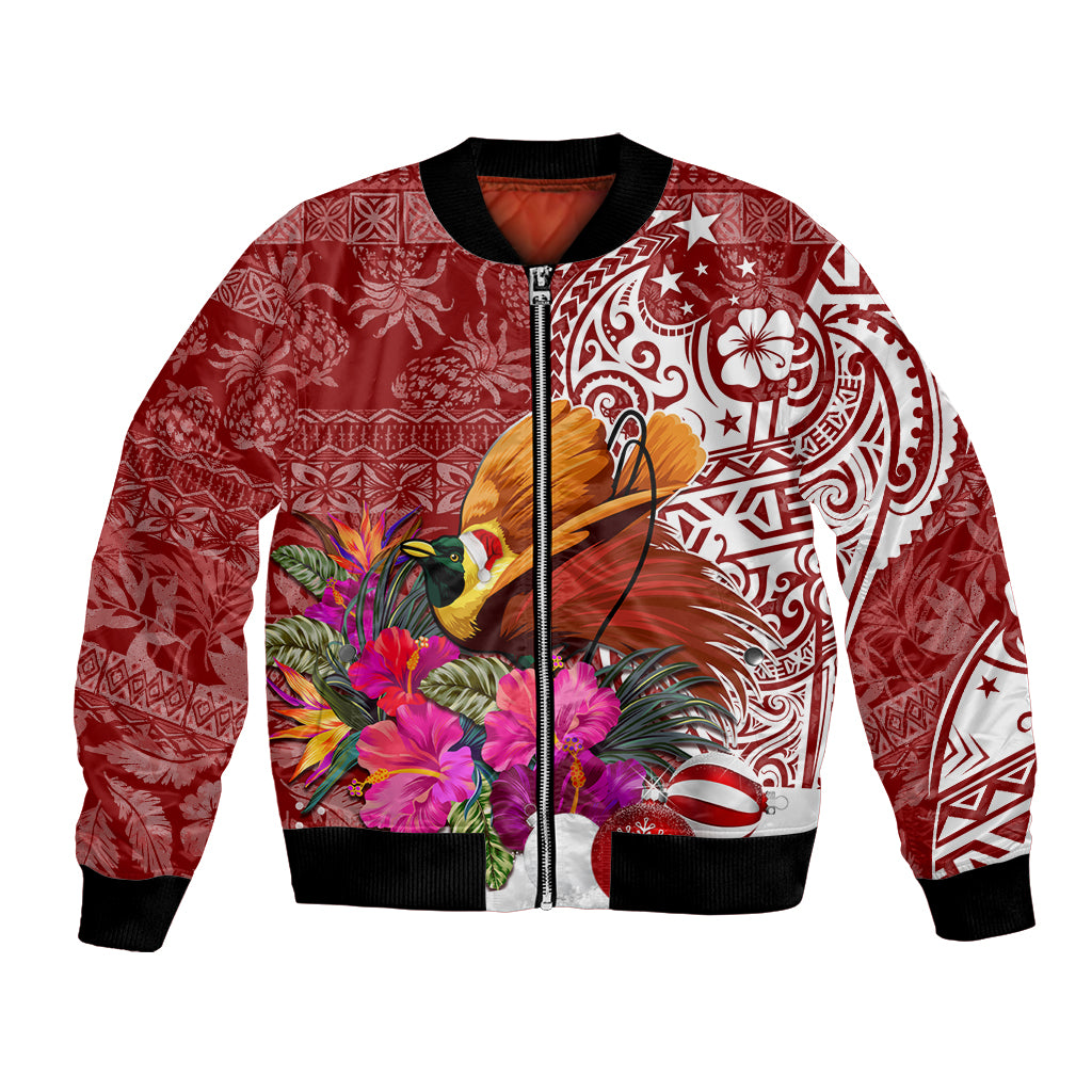 Papua New Guinea Christmas Bomber Jacket Bird-of-Paradise Special LT7 - Wonder Print Shop