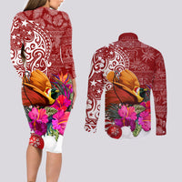 Papua New Guinea Christmas Couples Matching Long Sleeve Bodycon Dress and Long Sleeve Button Shirt Bird-of-Paradise Special LT7 - Wonder Print Shop