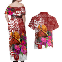 Papua New Guinea Christmas Couples Matching Off Shoulder Maxi Dress and Hawaiian Shirt Bird-of-Paradise Special LT7 - Wonder Print Shop
