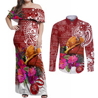 Papua New Guinea Christmas Couples Matching Off Shoulder Maxi Dress and Long Sleeve Button Shirt Bird-of-Paradise Special LT7 - Wonder Print Shop
