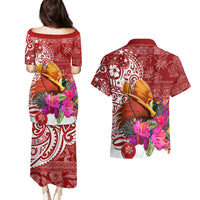 Papua New Guinea Christmas Couples Matching Puletasi Dress and Hawaiian Shirt Bird-of-Paradise Special LT7 - Wonder Print Shop
