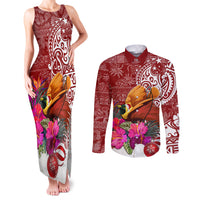Papua New Guinea Christmas Couples Matching Tank Maxi Dress and Long Sleeve Button Shirt Bird-of-Paradise Special LT7 - Wonder Print Shop