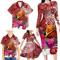 Papua New Guinea Christmas Family Matching Long Sleeve Bodycon Dress and Hawaiian Shirt Bird-of-Paradise Special LT7 - Wonder Print Shop