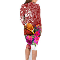 Papua New Guinea Christmas Family Matching Long Sleeve Bodycon Dress and Hawaiian Shirt Bird-of-Paradise Special LT7 - Wonder Print Shop