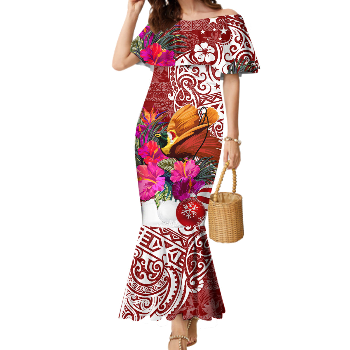 Papua New Guinea Christmas Family Matching Mermaid Dress and Hawaiian Shirt Bird-of-Paradise Special LT7 - Wonder Print Shop