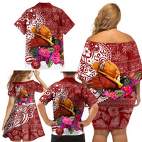 Papua New Guinea Christmas Family Matching Off Shoulder Short Dress and Hawaiian Shirt Bird-of-Paradise Special LT7 - Wonder Print Shop
