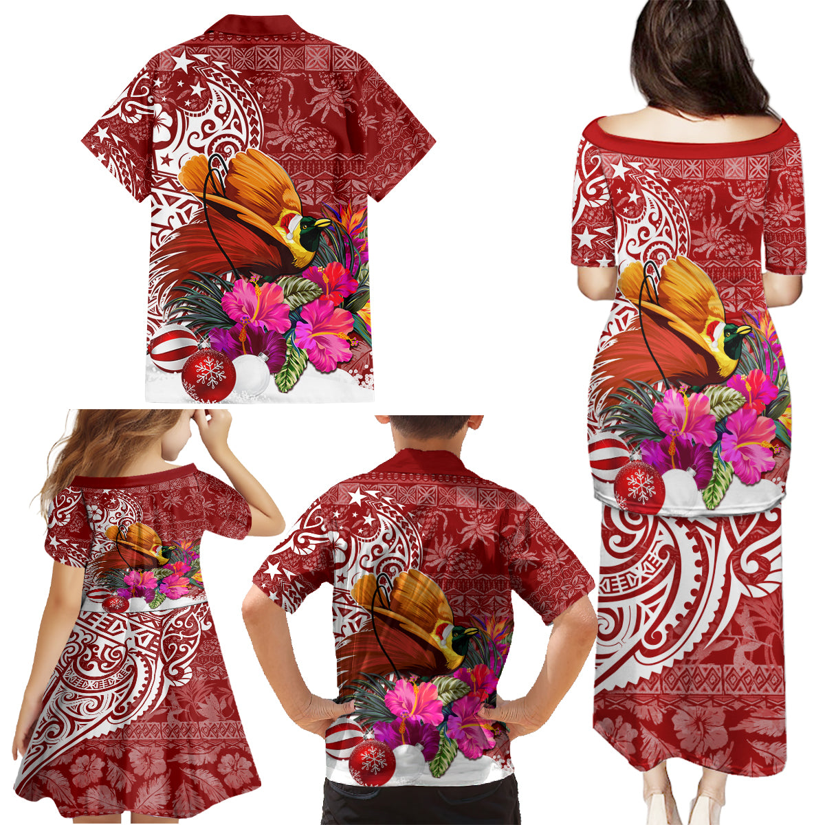 Papua New Guinea Christmas Family Matching Puletasi Dress and Hawaiian Shirt Bird-of-Paradise Special - Wonder Print Shop