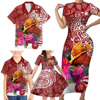 Papua New Guinea Christmas Family Matching Short Sleeve Bodycon Dress and Hawaiian Shirt Bird-of-Paradise Special - Wonder Print Shop