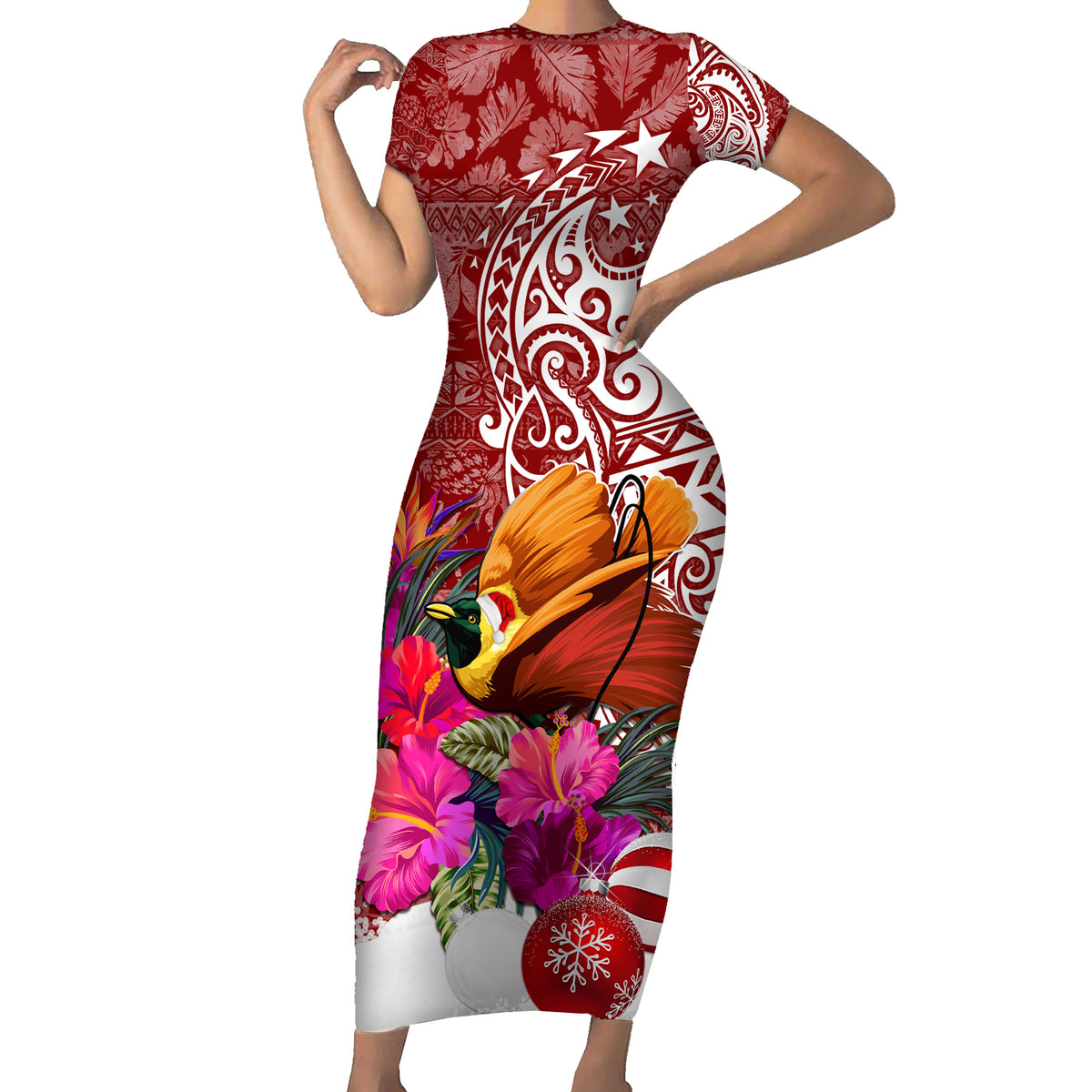 Papua New Guinea Christmas Family Matching Short Sleeve Bodycon Dress and Hawaiian Shirt Bird-of-Paradise Special - Wonder Print Shop