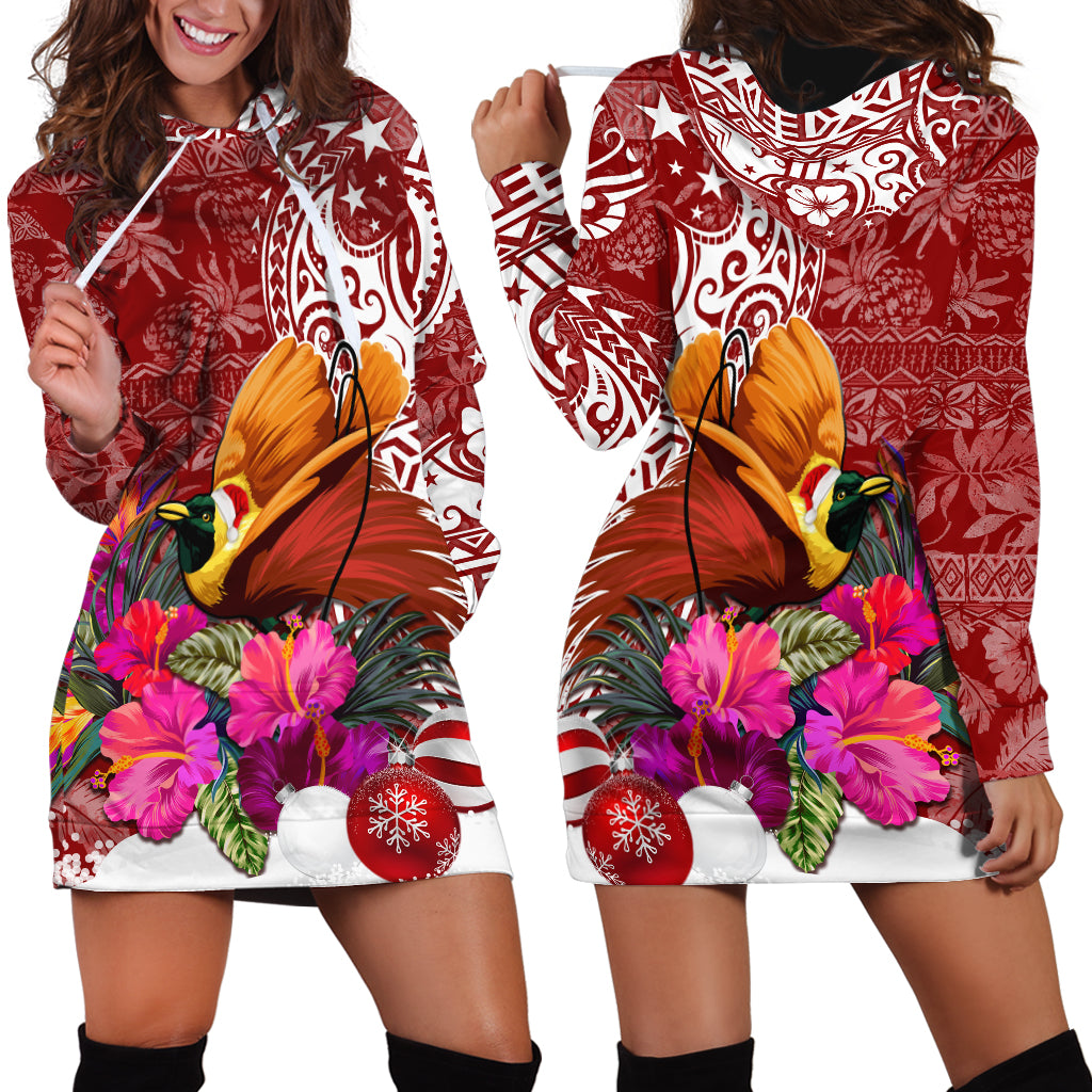 Papua New Guinea Christmas Hoodie Dress Bird-of-Paradise Special - Wonder Print Shop