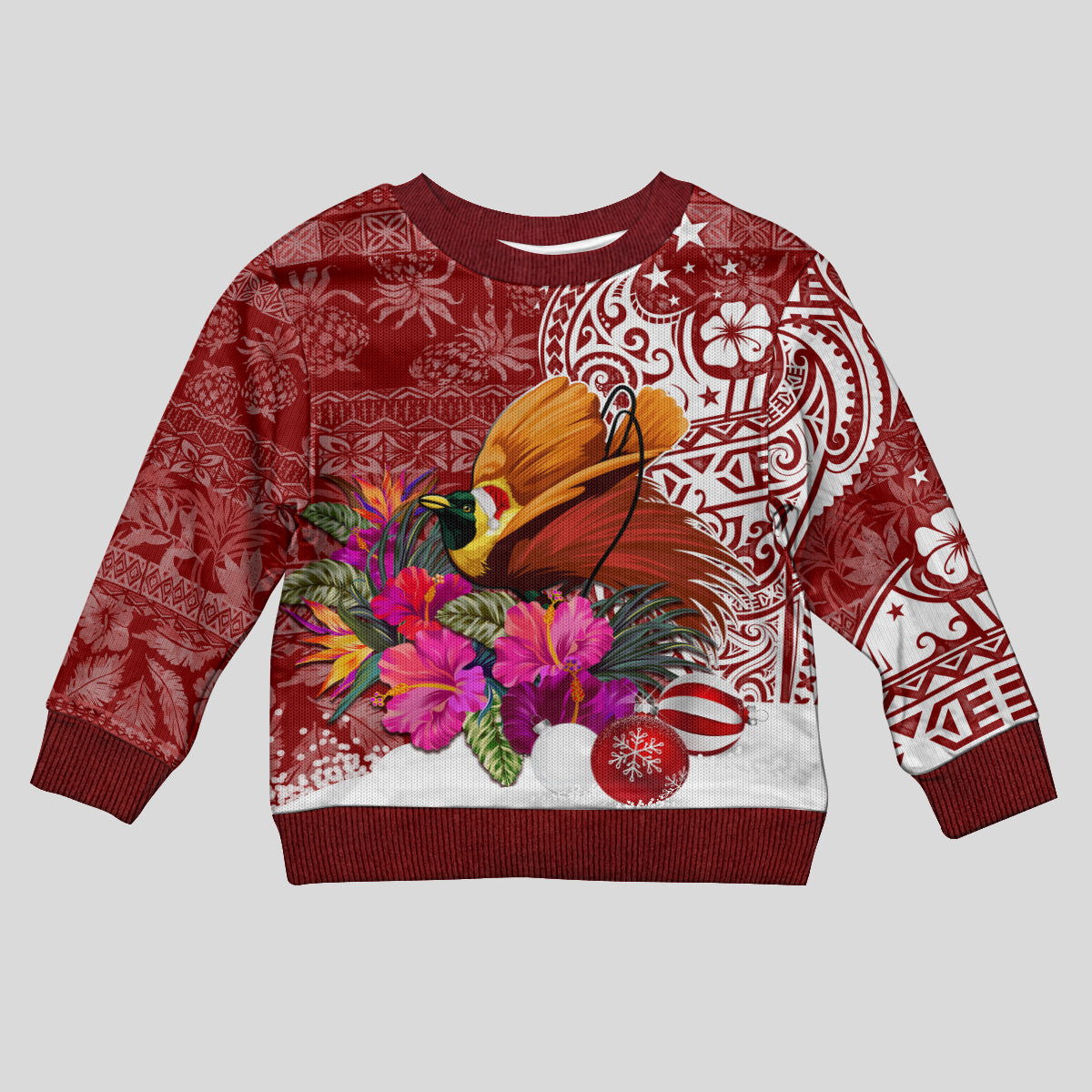 Papua New Guinea Christmas Kid Ugly Christmas Sweater Bird-of-Paradise Special - Wonder Print Shop