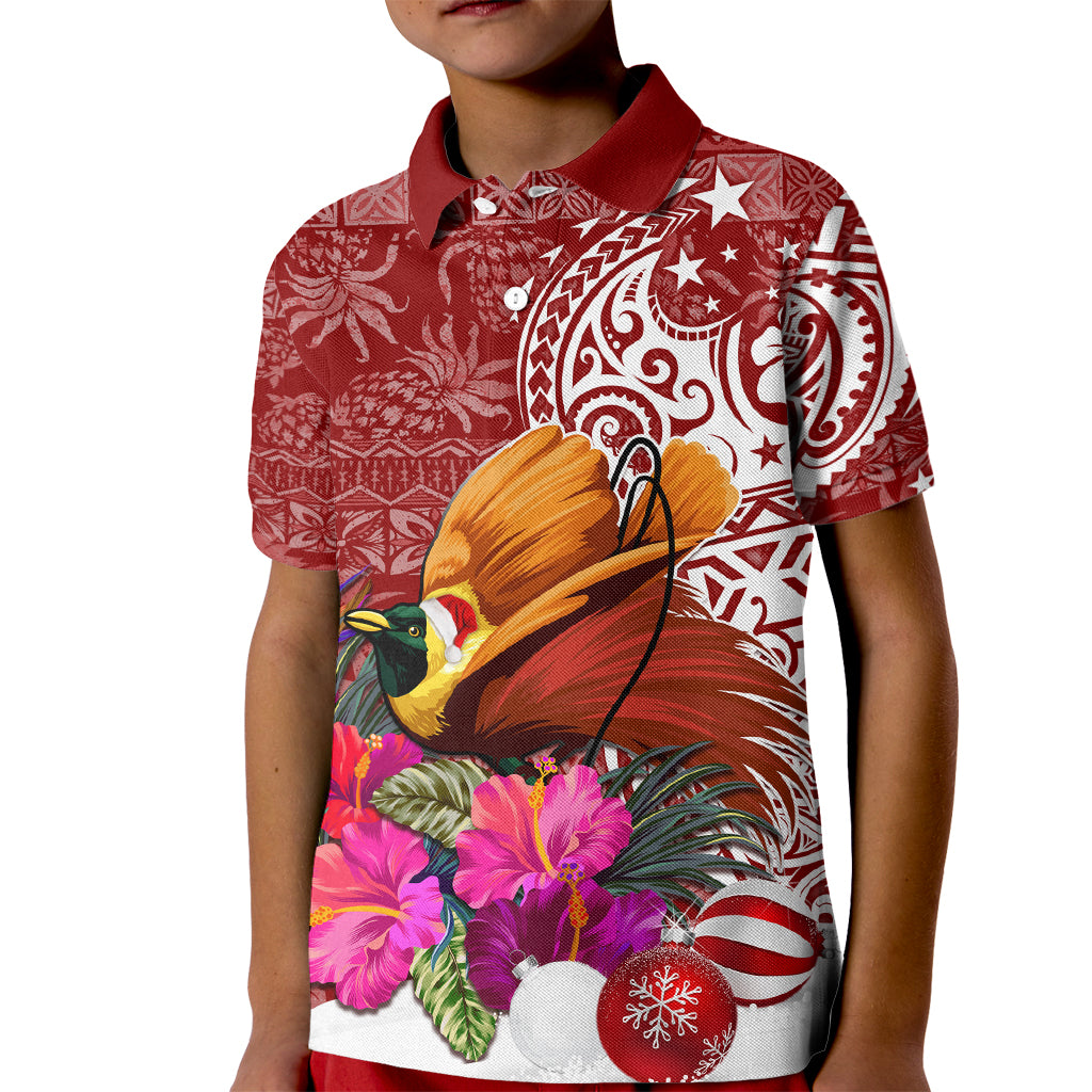 Papua New Guinea Christmas Kid Polo Shirt Bird-of-Paradise Special - Wonder Print Shop