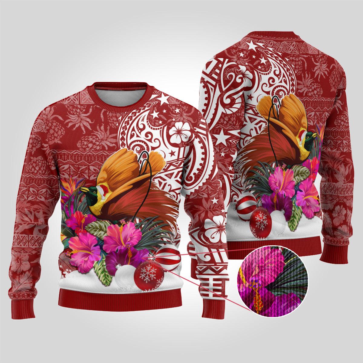 Papua New Guinea Christmas Ugly Christmas Sweater Bird-of-Paradise Special - Wonder Print Shop