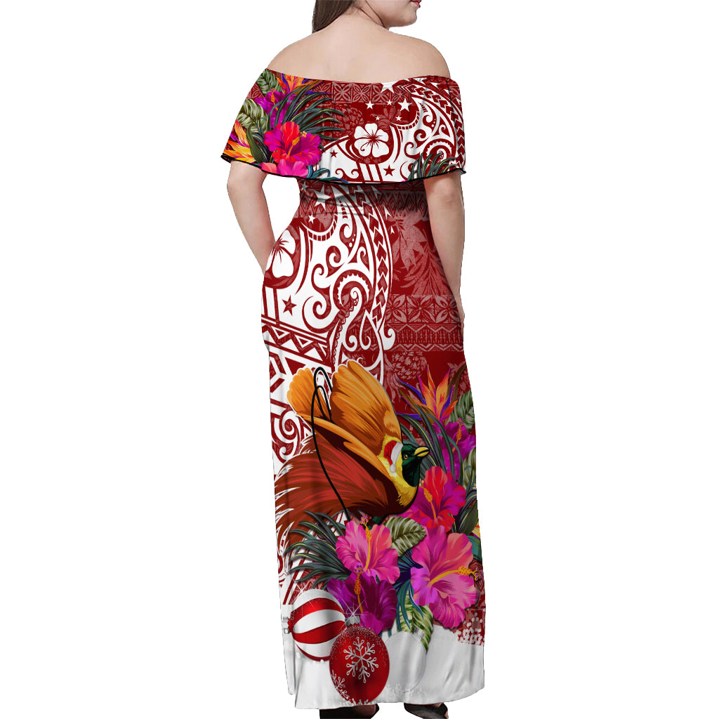 Papua New Guinea Christmas Off Shoulder Maxi Dress Bird-of-Paradise Special - Wonder Print Shop