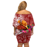 Papua New Guinea Christmas Off Shoulder Short Dress Bird-of-Paradise Special - Wonder Print Shop