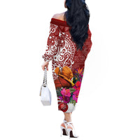 Papua New Guinea Christmas Off The Shoulder Long Sleeve Dress Bird-of-Paradise Special - Wonder Print Shop