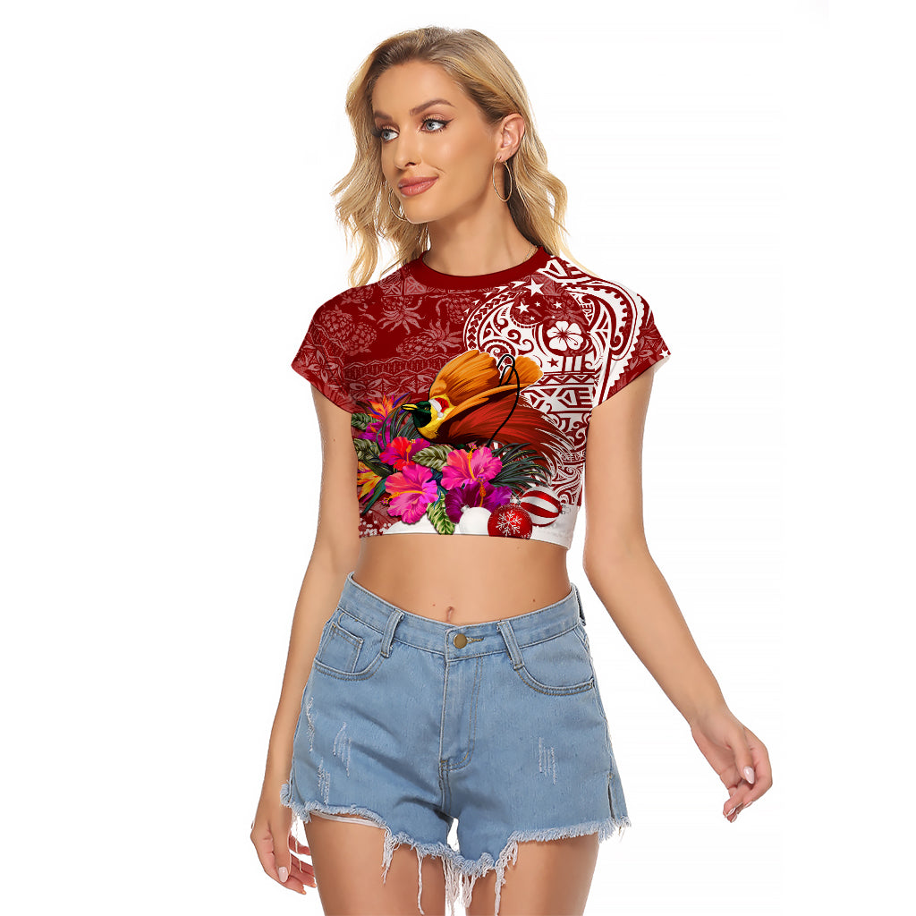Papua New Guinea Christmas Raglan Cropped T Shirt Bird-of-Paradise Special - Wonder Print Shop