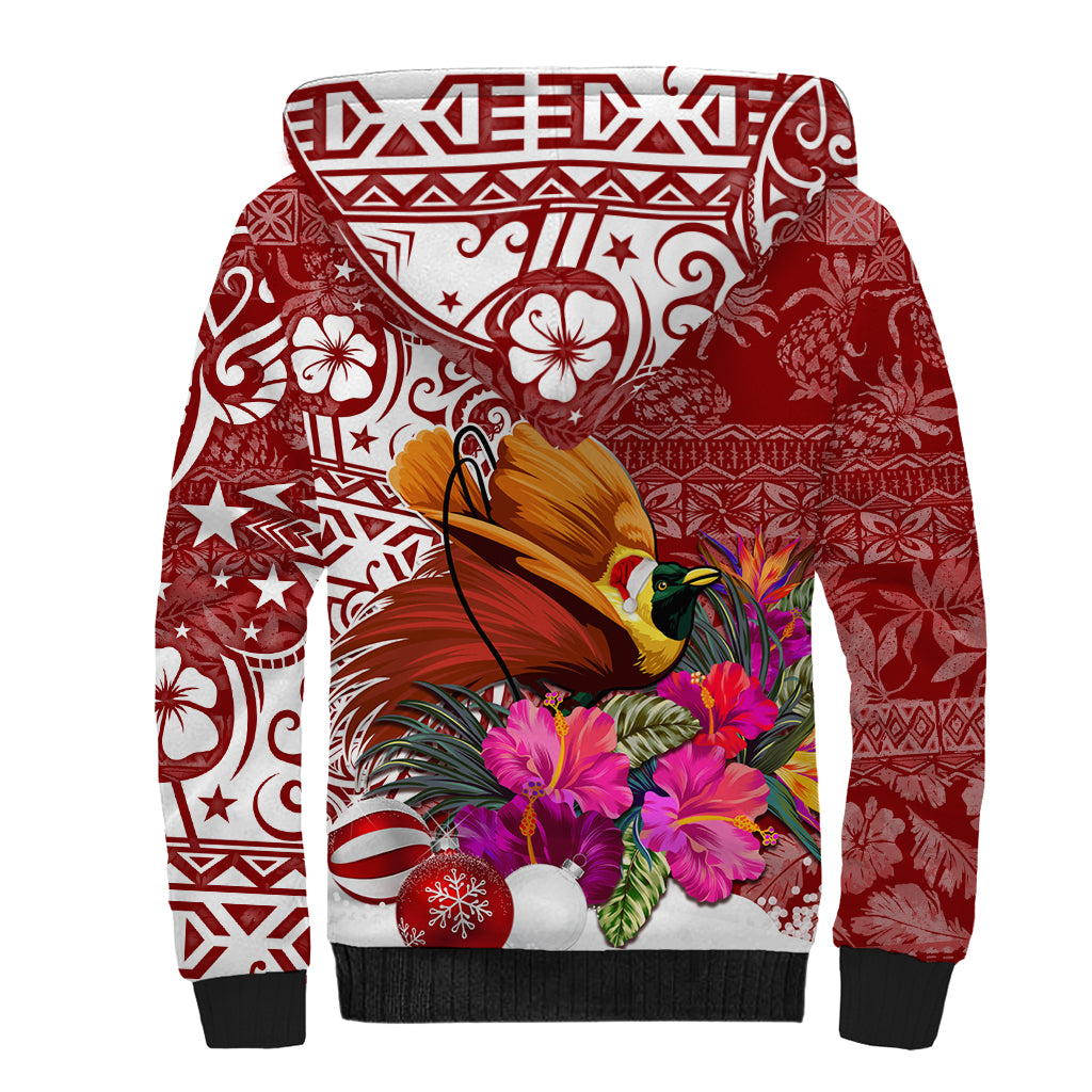 Papua New Guinea Christmas Sherpa Hoodie Bird-of-Paradise Special - Wonder Print Shop