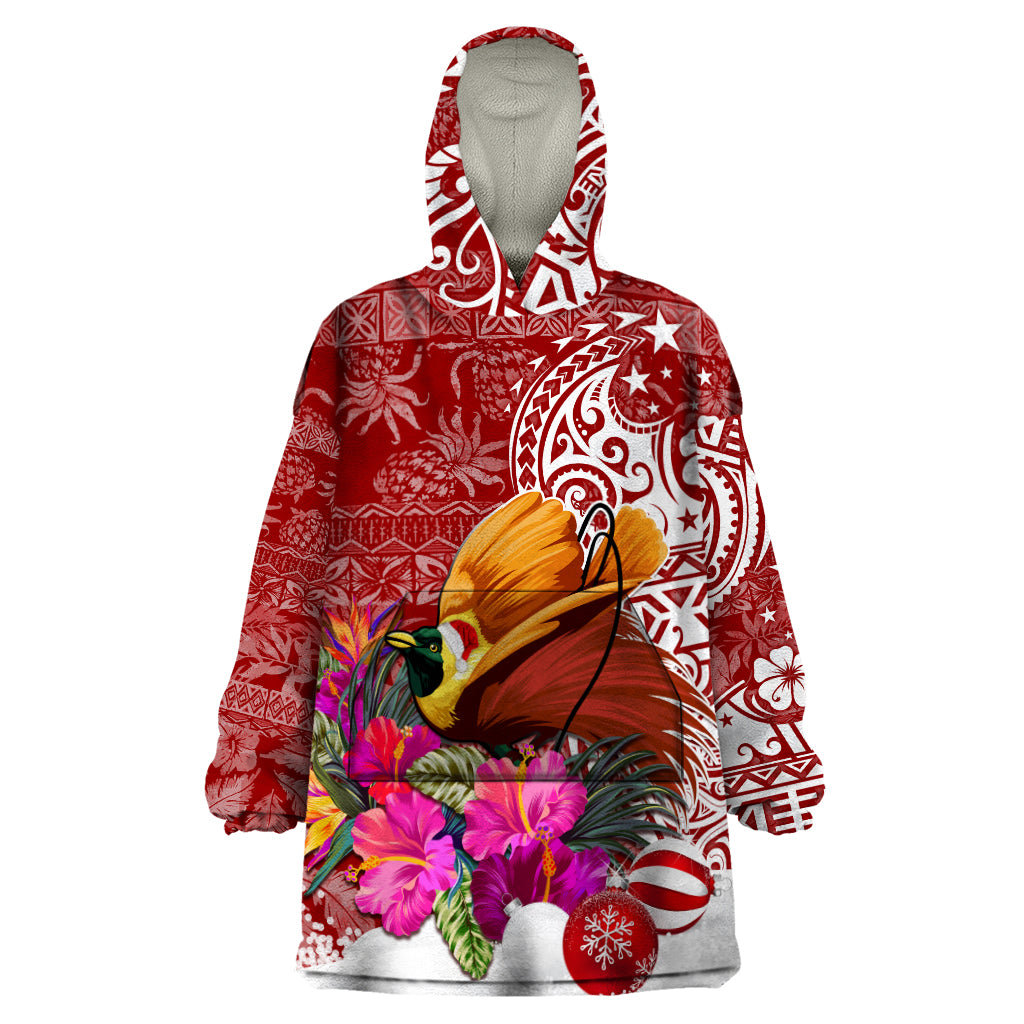 Papua New Guinea Christmas Wearable Blanket Hoodie Bird-of-Paradise Special - Wonder Print Shop
