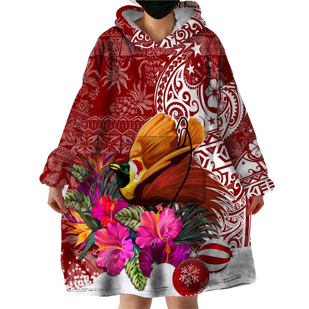 Papua New Guinea Christmas Wearable Blanket Hoodie Bird-of-Paradise Special - Wonder Print Shop