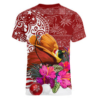 Papua New Guinea Christmas Women V Neck T Shirt Bird-of-Paradise Special - Wonder Print Shop