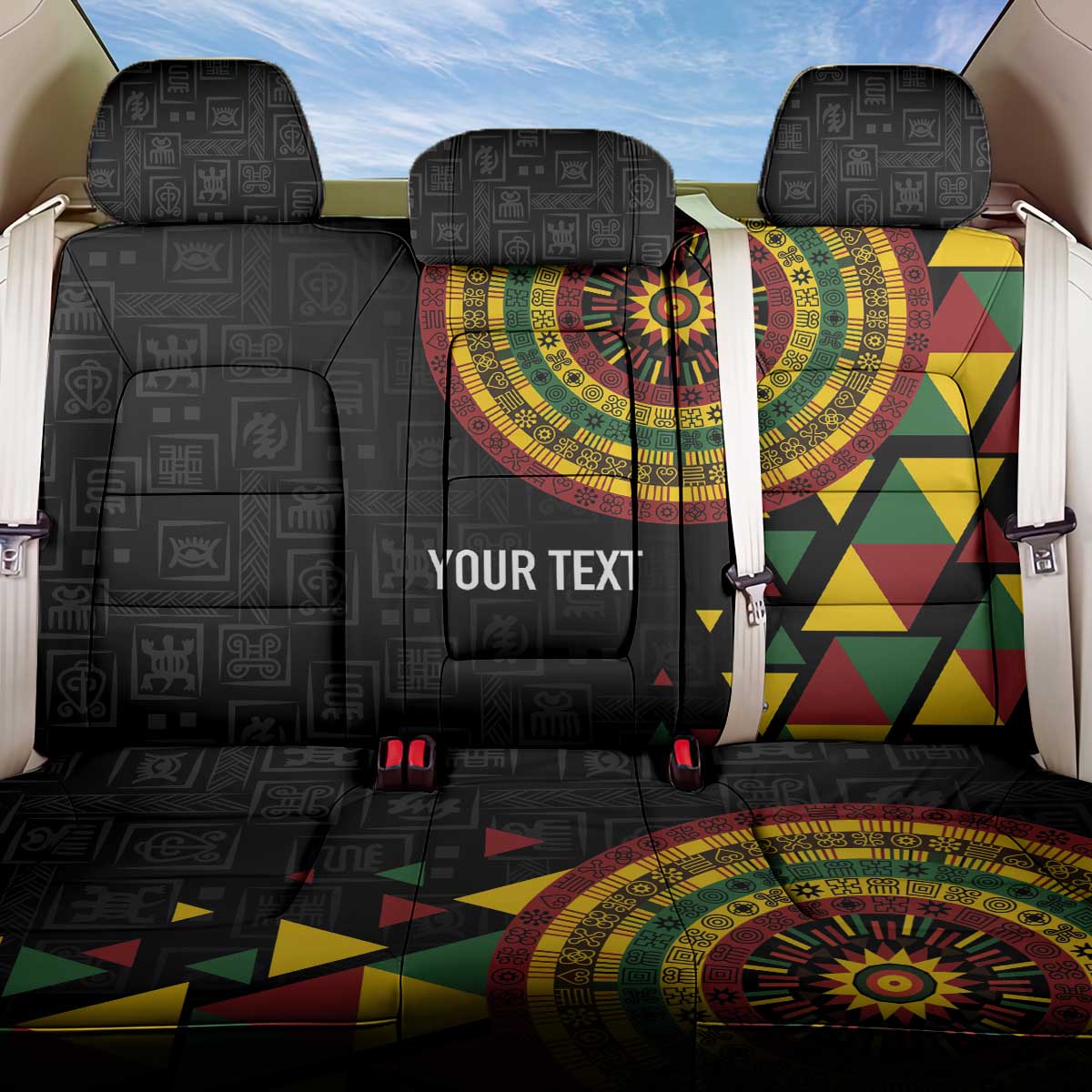 Personalized Adinkra Akan Culture Back Car Seat Cover Afrikan Colors