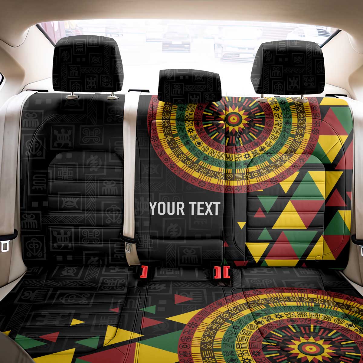 Personalized Adinkra Akan Culture Back Car Seat Cover Afrikan Colors