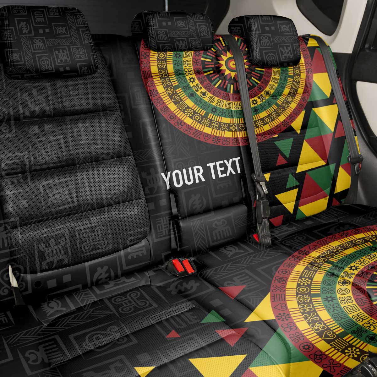 Personalized Adinkra Akan Culture Back Car Seat Cover Afrikan Colors