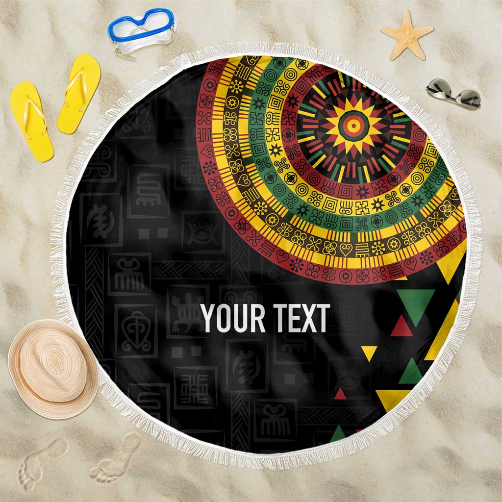 Personalized Adinkra Akan Culture Beach Blanket Afrikan Colors