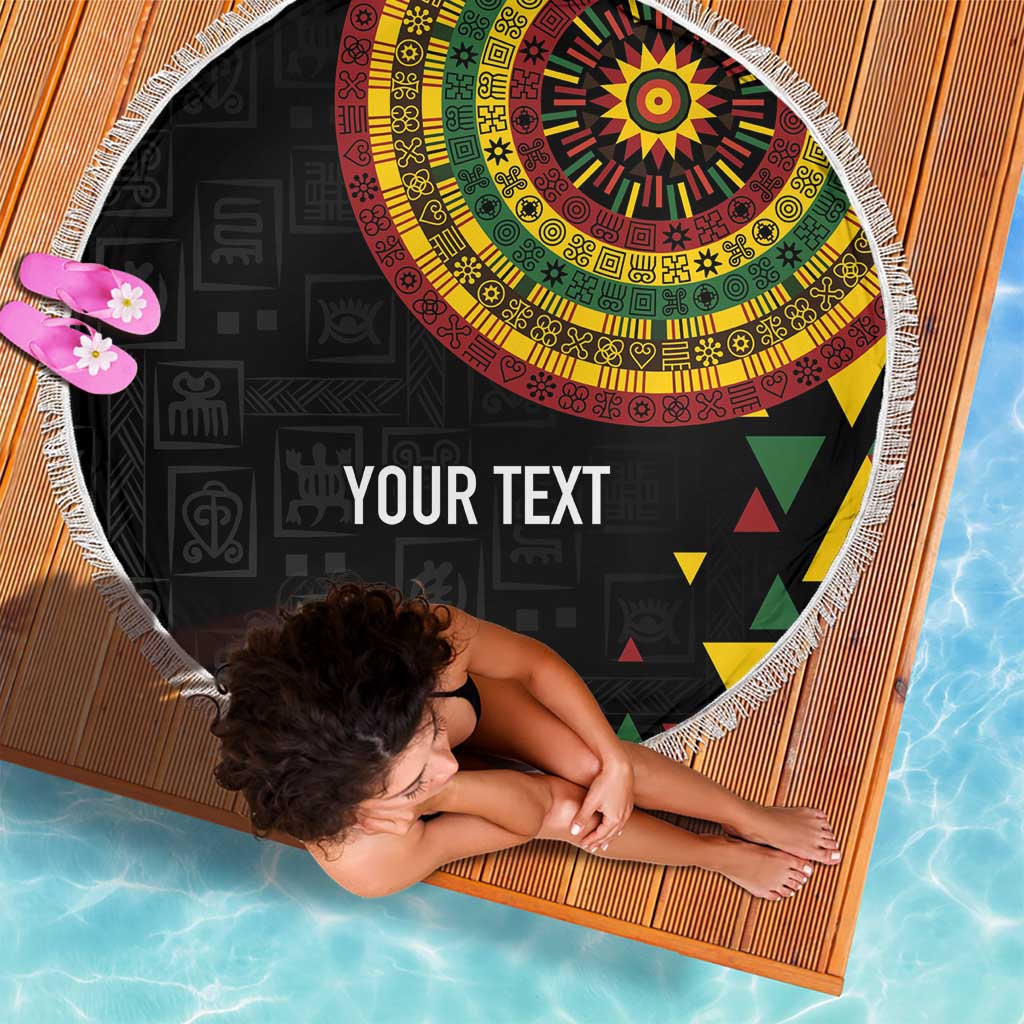 Personalized Adinkra Akan Culture Beach Blanket Afrikan Colors