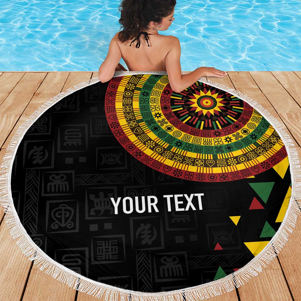 Personalized Adinkra Akan Culture Beach Blanket Afrikan Colors
