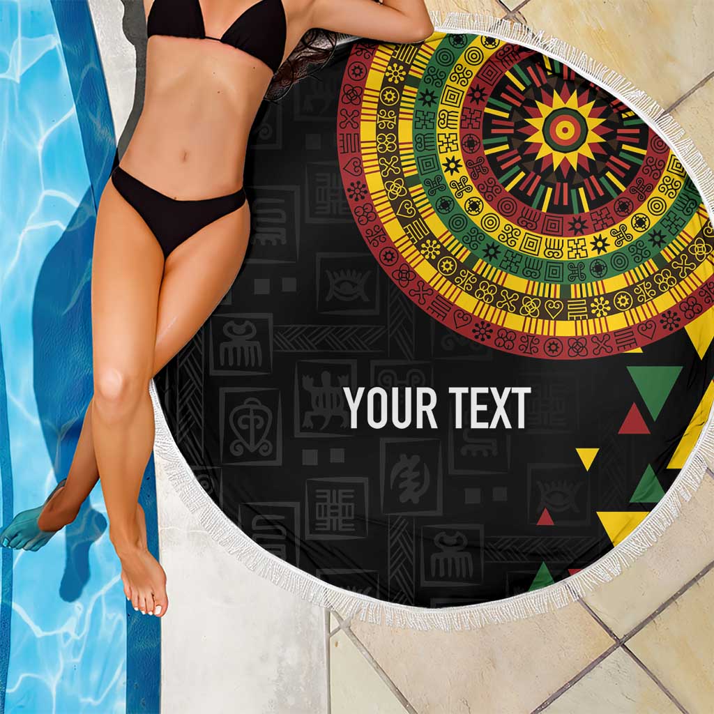 Personalized Adinkra Akan Culture Beach Blanket Afrikan Colors