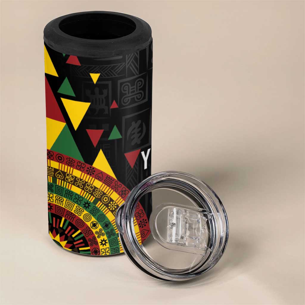 Personalized Adinkra Akan Culture 4 in 1 Can Cooler Tumbler Afrikan Colors