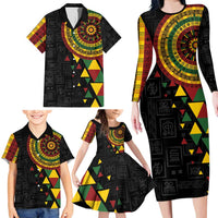 Personalized Adinkra Akan Culture Family Matching Long Sleeve Bodycon Dress and Hawaiian Shirt Afrikan Colors