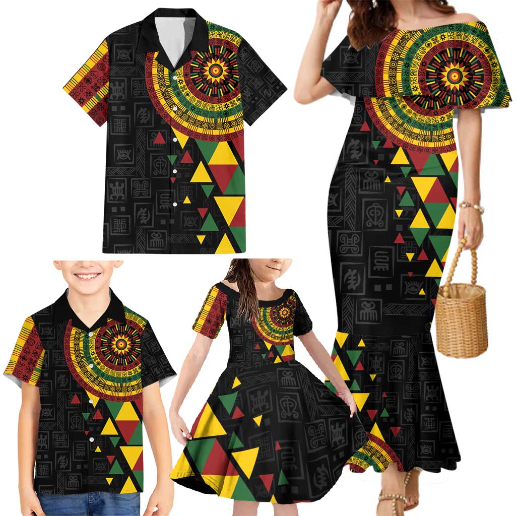 Personalized Adinkra Akan Culture Family Matching Mermaid Dress and Hawaiian Shirt Afrikan Colors