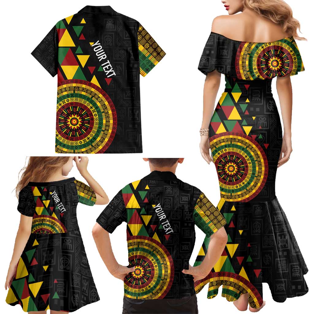 Personalized Adinkra Akan Culture Family Matching Mermaid Dress and Hawaiian Shirt Afrikan Colors