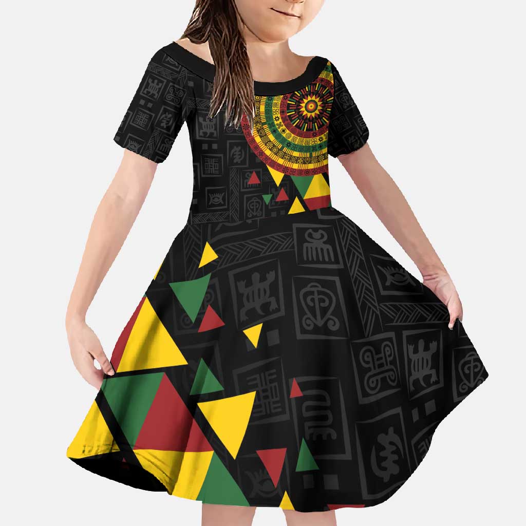 Personalized Adinkra Akan Culture Family Matching Off Shoulder Maxi Dress and Hawaiian Shirt Afrikan Colors