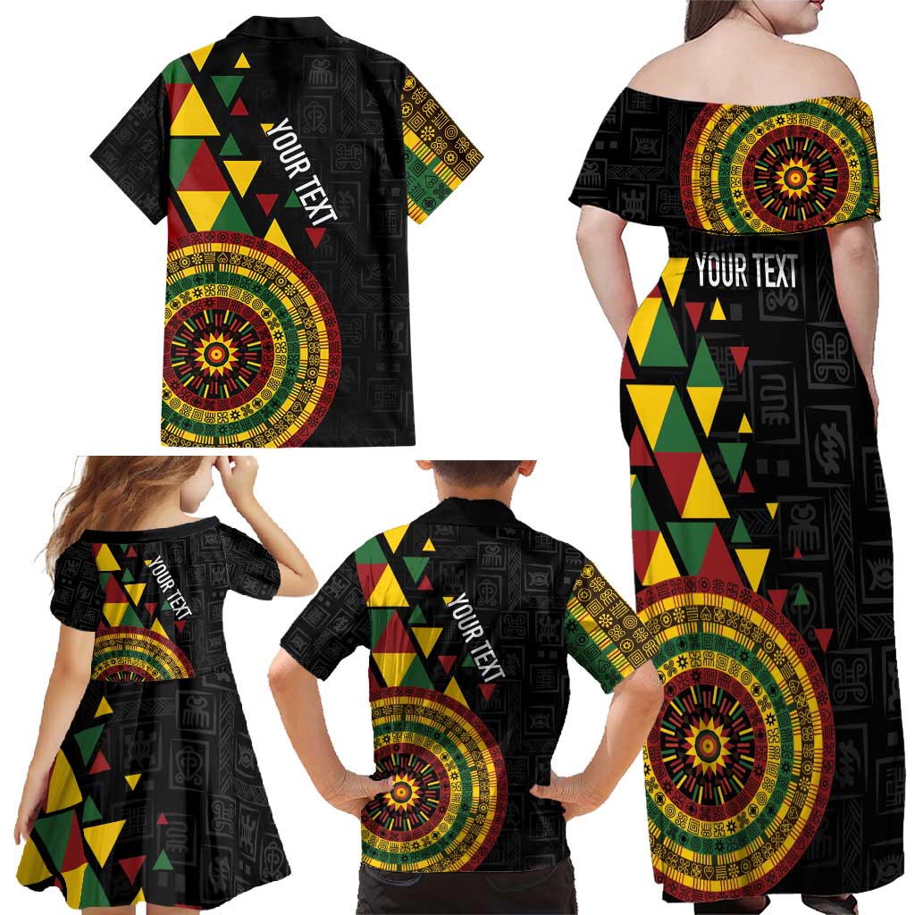 Personalized Adinkra Akan Culture Family Matching Off Shoulder Maxi Dress and Hawaiian Shirt Afrikan Colors